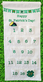 St. Patrick's Day Countdown Calendar Canvas Wall Hanging